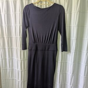 Tory Burch Black Ruched Sheath Dress 3/4 Sleeve